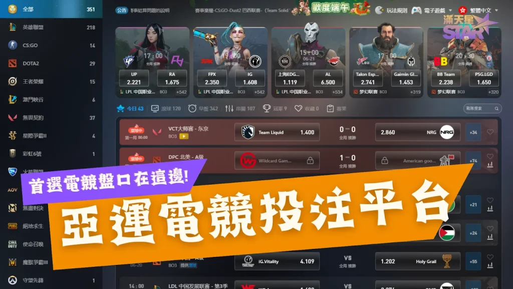 杭州亞運電競下注平台推薦 亞運電競盤口 亞運電競投注